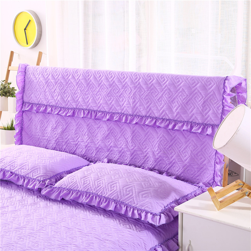 2018新款水洗棉蕾丝款绗绣夹棉床头罩 120cm*55cm 紫色