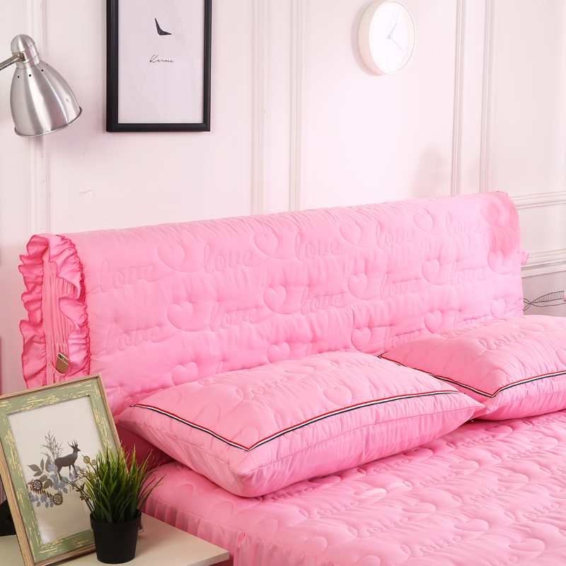 2018新款洗磨毛夹棉全包床头罩-爱的旋律 150cm*60cm 粉红