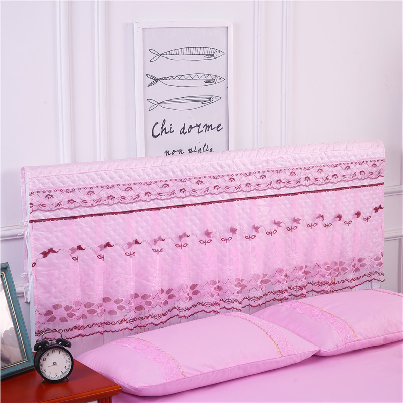 2019新款新款蕾丝床头罩系列-春光明媚 150*50cm 粉色