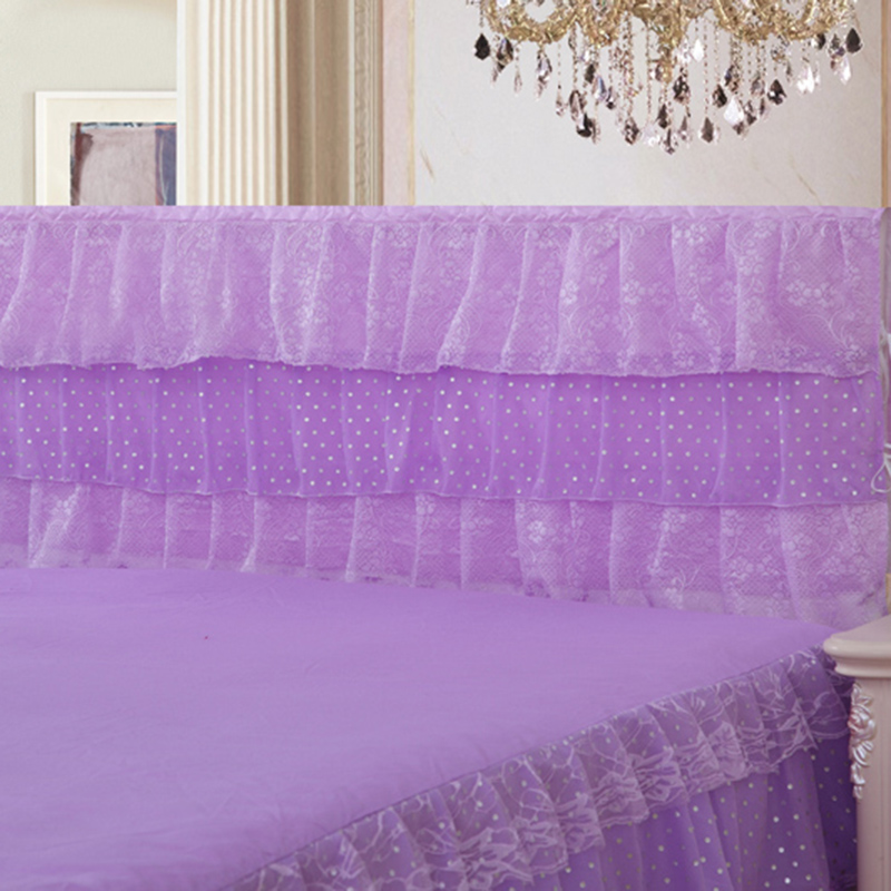 2019新款新款蕾丝床头罩系列-时尚波点 150*50cm 紫色