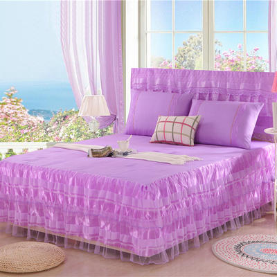 2019新款蕾丝床裙-美满家园 120*200+45cm三件套 美满家园-紫色