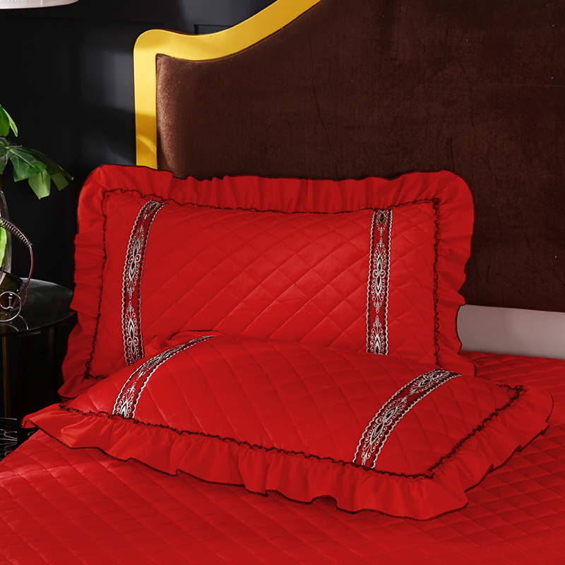 2019新款水晶绒枕头枕套（48cmX74cm/对） 48cmX74cm/对 大红