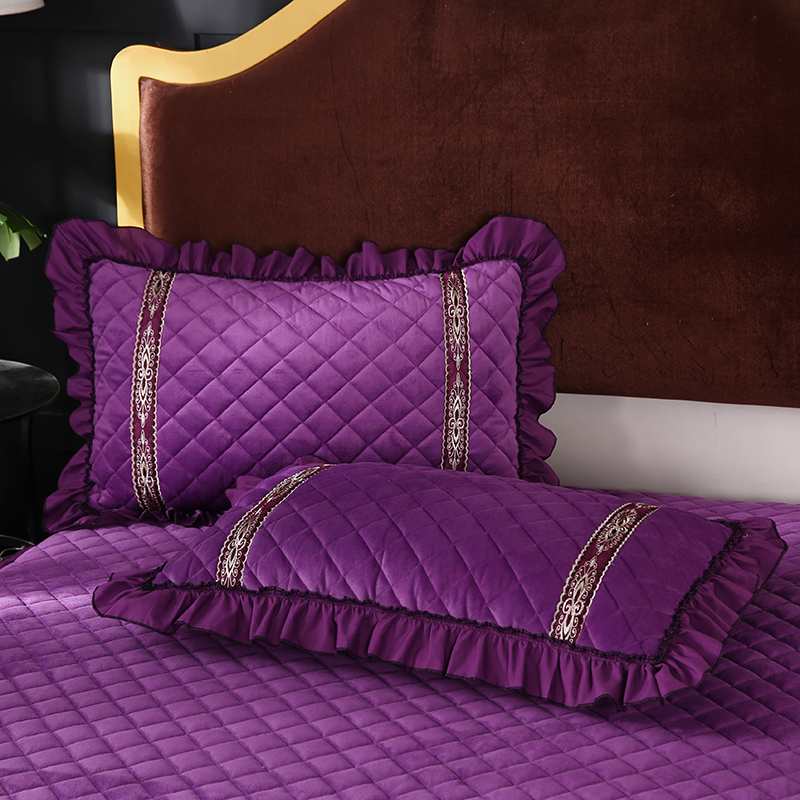2019新款水晶绒枕头枕套（48cmX74cm/对） 48cmX74cm/对 魅紫
