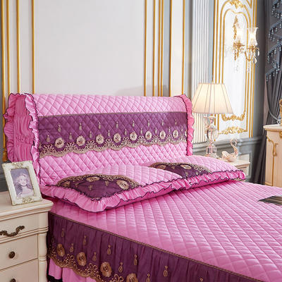 2024新款（四季款）细丝斜纹夹棉床裙系列—单品全包床头罩 180x60cm 粉色
