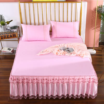 2020新款蕾丝床裙系列—蕾丝床裙（富丽） 单品床裙150*200+45cm 富丽-粉色