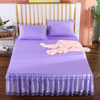 2020新款蕾丝床裙系列—蕾丝床裙（富丽） 单品床裙150*200+45cm 富丽-紫色
