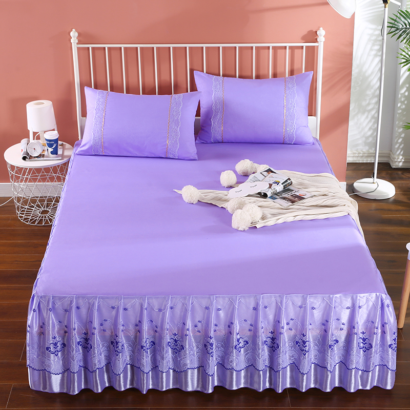 2020新款蕾丝床裙系列—蕾丝床裙（浪漫花都） 单品床裙150*200+45cm 浪漫花都（紫色）