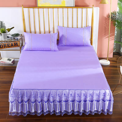 2020新款蕾丝床裙系列—蕾丝床裙（玫瑰情缘) 单品床裙150*200+45cm 玫瑰情缘-紫色