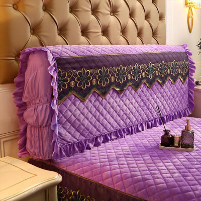 2023新款水晶绒夹棉蕾丝床裙四件套皇家豪庭系列—单品床头罩 180cm*60cm 魅紫色