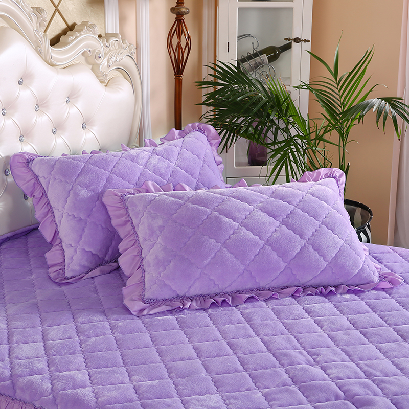 2023新款法莱绒夹棉单枕套 48*74cm/对 浅紫