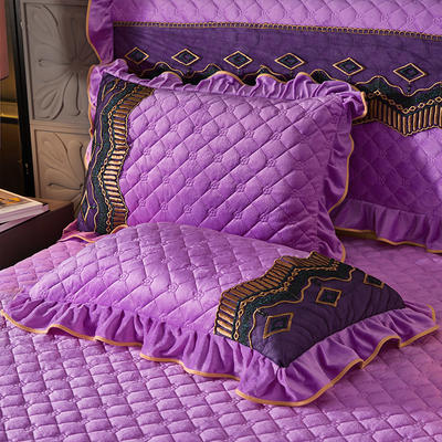 水晶绒夹棉床裙--皇朝盛世系列单枕套 48cmX74cm 魅紫色