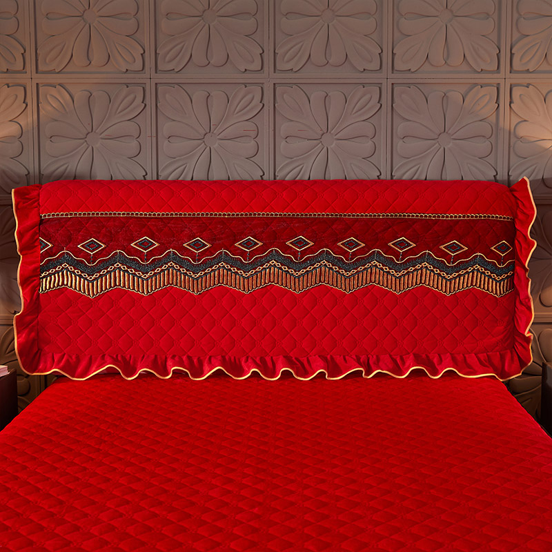水晶绒夹棉床裙--皇朝盛世系列床头罩 180cm*60cm 大红色