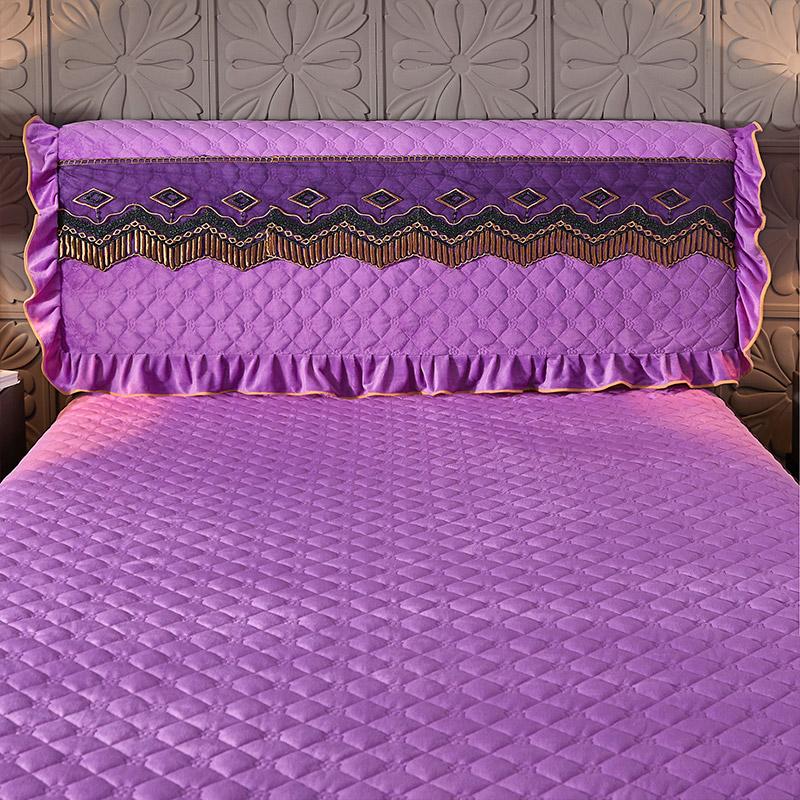 水晶绒夹棉床裙--皇朝盛世系列床头罩 180cm*60cm 魅紫色