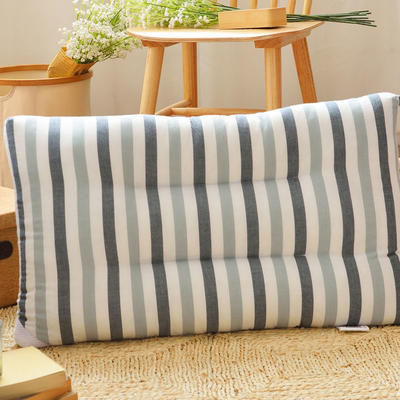 全棉色织水洗棉枕头-条纹系列（ 48*74cm ） 蓝灰