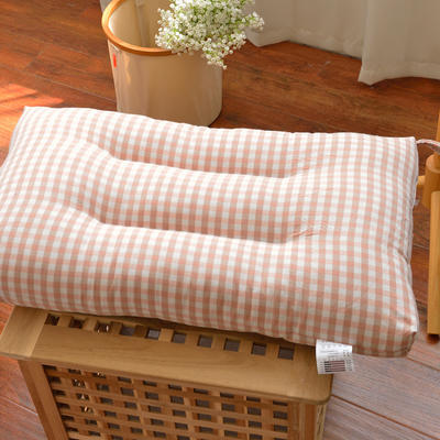 全棉色织水洗棉枕头枕芯-小格系列（ 48*74cm ） 浅玉