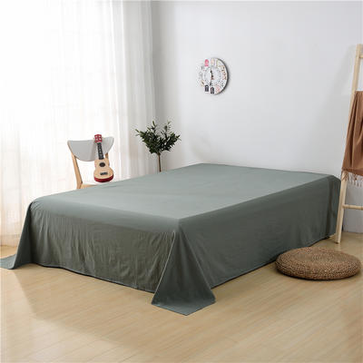 晓苑  全棉色织水洗棉床单纯色格子条纹床罩素色简约直角床单 240*250cm 水绿