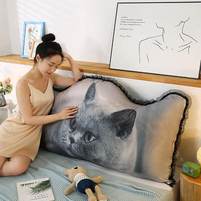 2021新款荷兰绒数码印花热款花边欧式床靠背 1.2m 3D猫
