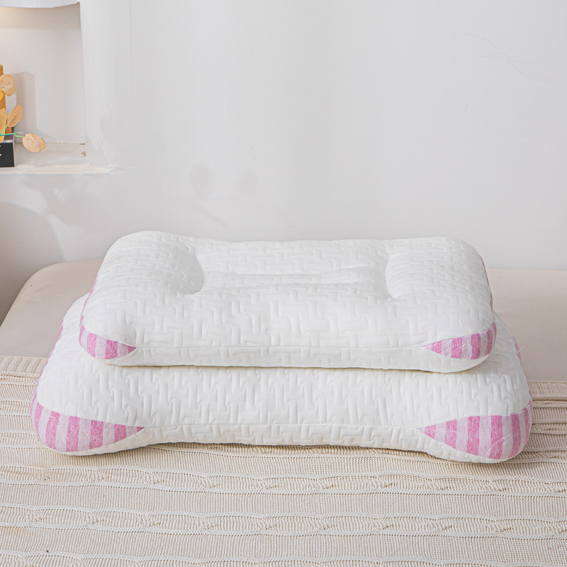 2024新款羊绒蛋白条纹枕芯家用枕头 大号大号48*74cm/只 粉色