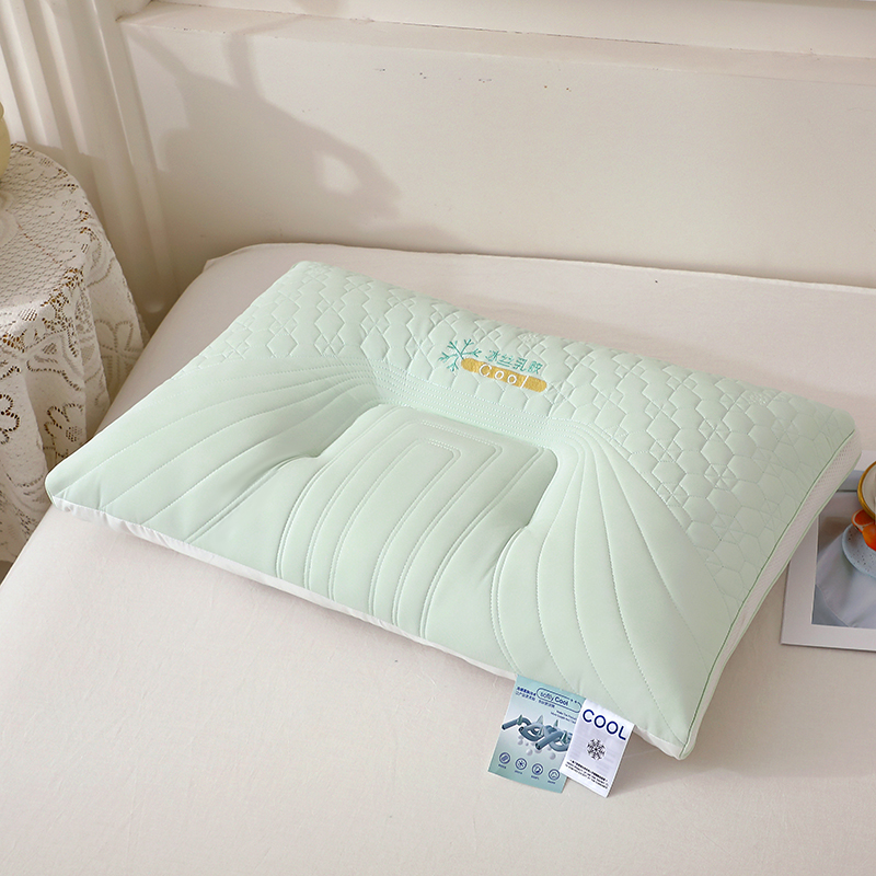 2024新款冰丝乳胶枕枕头枕芯 48*74cm/只 冰丝乳胶枕-浅绿