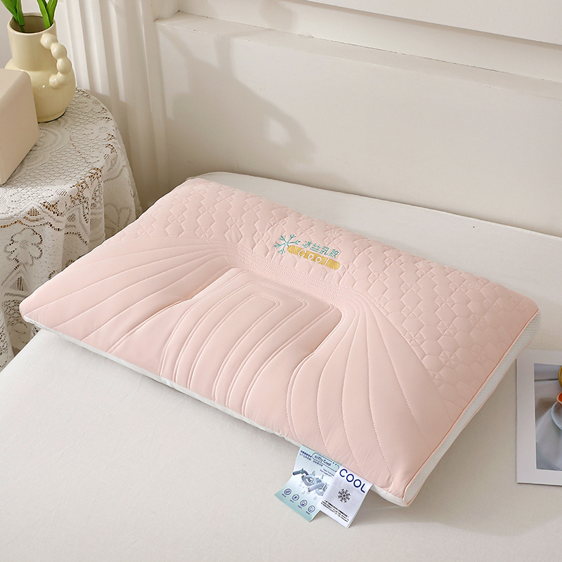2024新款冰丝乳胶枕枕头枕芯 48*74cm/只 冰丝乳胶枕-粉色