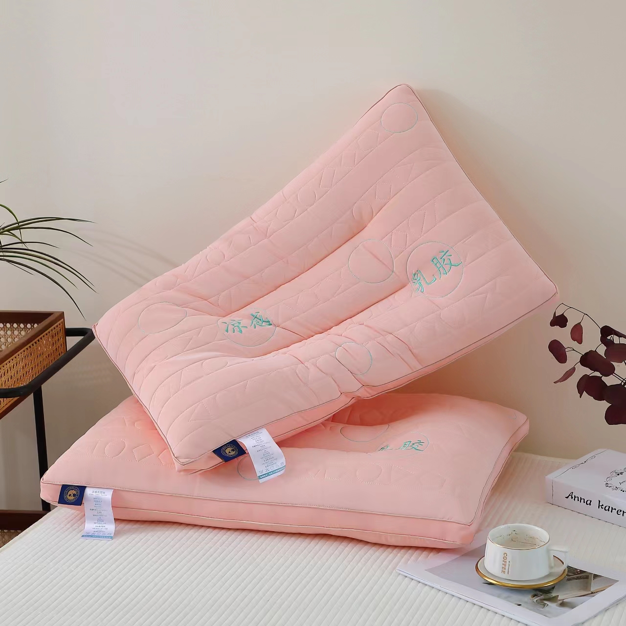 2024新款凉感乳胶枕头枕芯 48*74cm/只 粉色