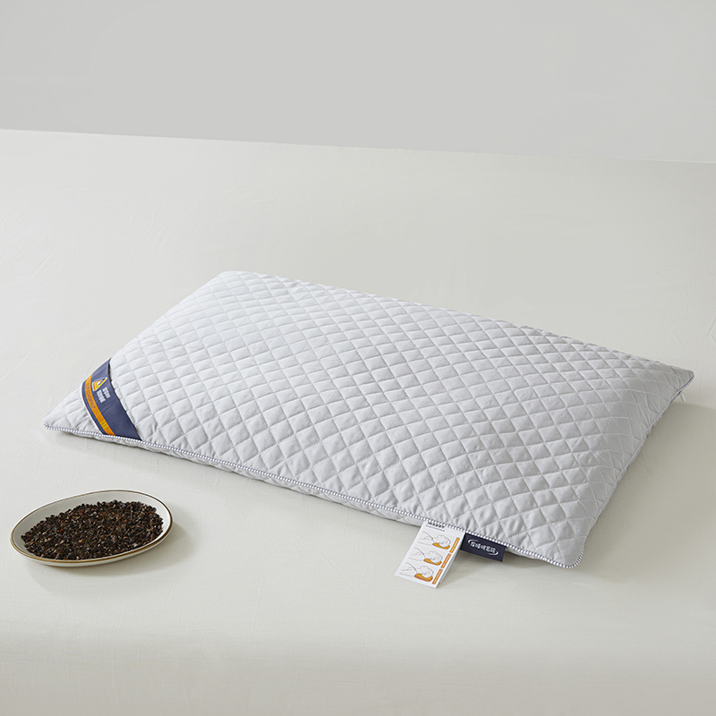 2024新款天丝棉纯荞枕头枕芯系列单边款风格一 中号40*60cm/只 淡雅灰-单边款