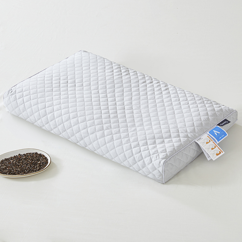 2024新款天丝棉纯荞枕头枕芯系列立体款风格一 中号40*60cm/只 淡雅灰-立体款