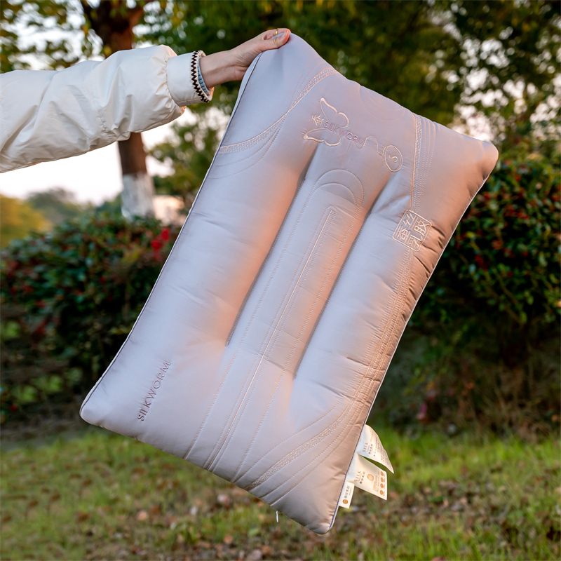 2024新款全棉织造天然乳胶蚕丝乳胶枕枕头枕芯 48*74cm/只 灰色