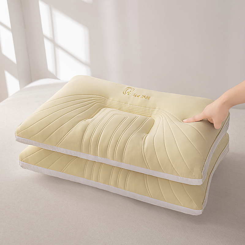 2024新款A类冰丝果冻枕枕头枕芯 48x74cm/对 米黄 低枕