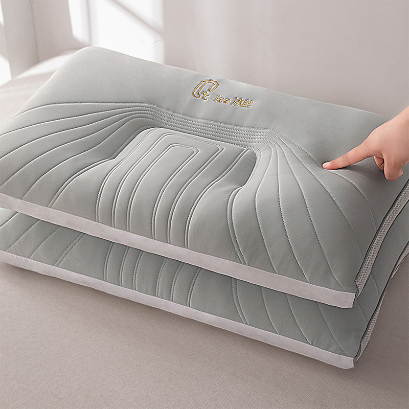 2024新款A类冰丝果冻枕枕头枕芯 48x74cm/对 灰色 高枕