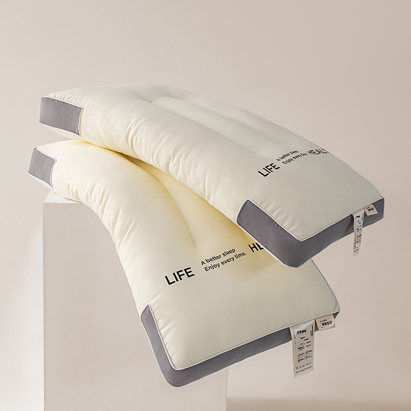 2024新款日式山形针织护颈枕促销款枕头枕芯 48x74cm/只 米白 低枕