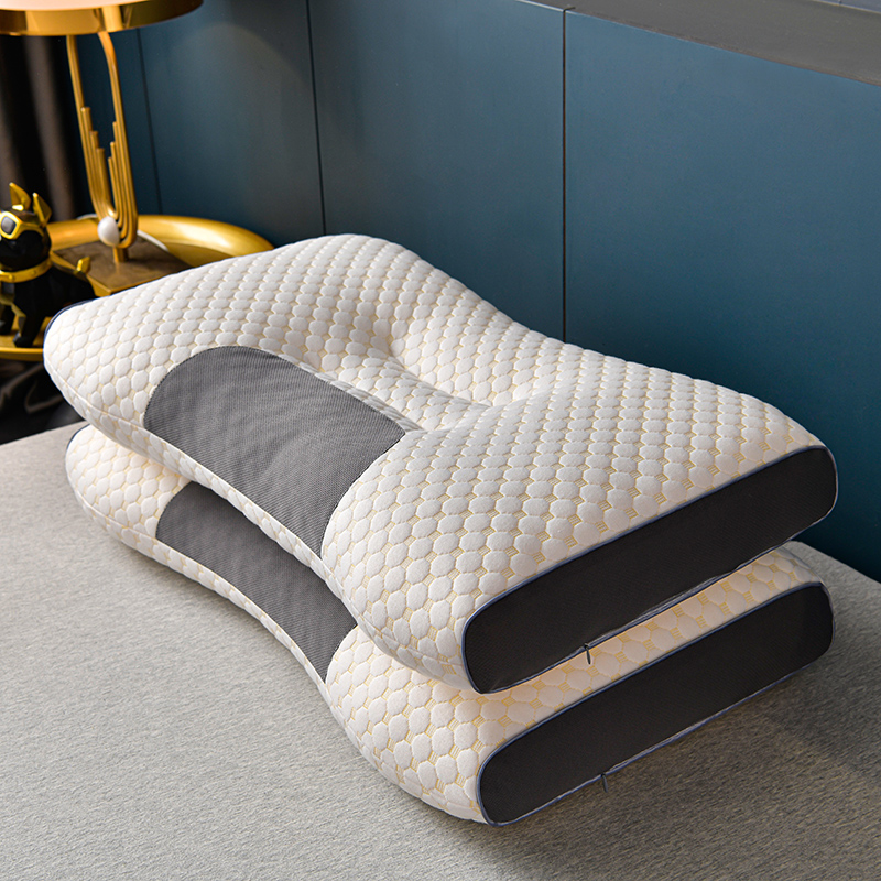 加厚水立方3D针织棉按摩护颈枕芯枕头 48x74cm 水立方-低枕