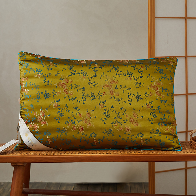 2023新款川田和风  金丝楠木三合一枕-菊系列  枕头枕芯43*72cm 黄色