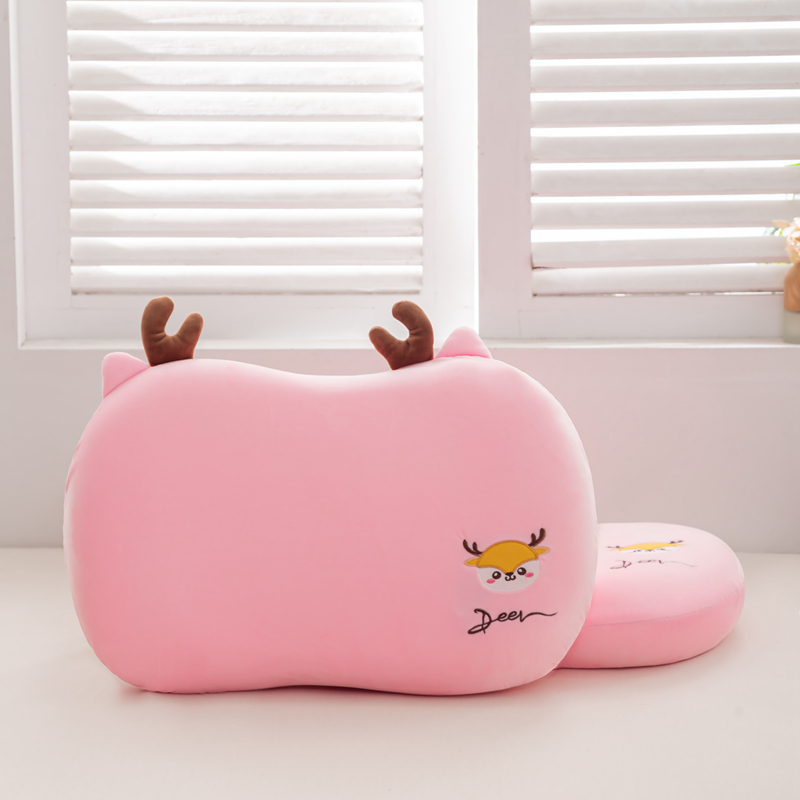 2023新款可爱小鹿猫肚枕 枕头枕芯 粉色35*55cm