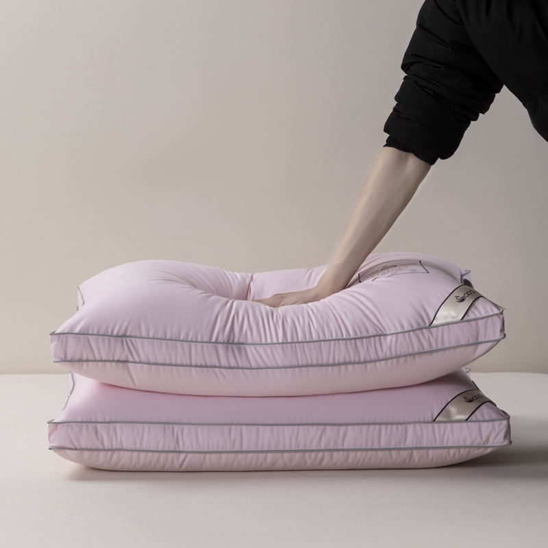 2024新款纤丝奢享慢回弹羽丝绒立体枕头枕芯 48*74cm/只 粉色
