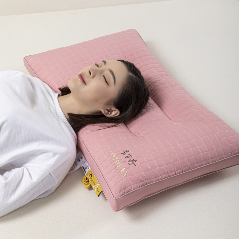 2024新款李官奇大豆枕立体定型枕  枕头枕芯【模特图】 48*74cm 粉色-低枕7-9cm高/只