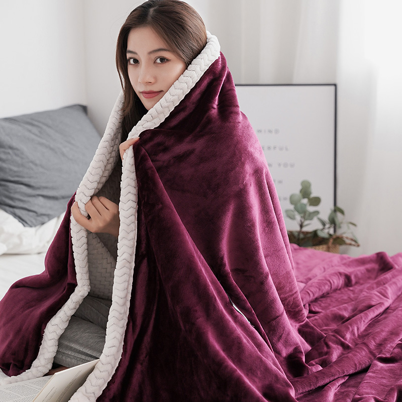 新款6斤多功能加厚毛毯法莱绒贝贝绒被子冬被 180cmx200cm 酒红