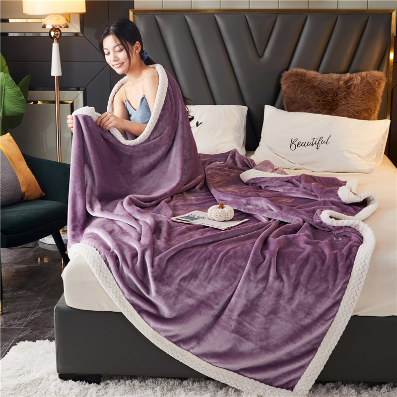 2022新款-牛奶绒300g加厚单层毯 1.8*2米 单层毯香芋紫