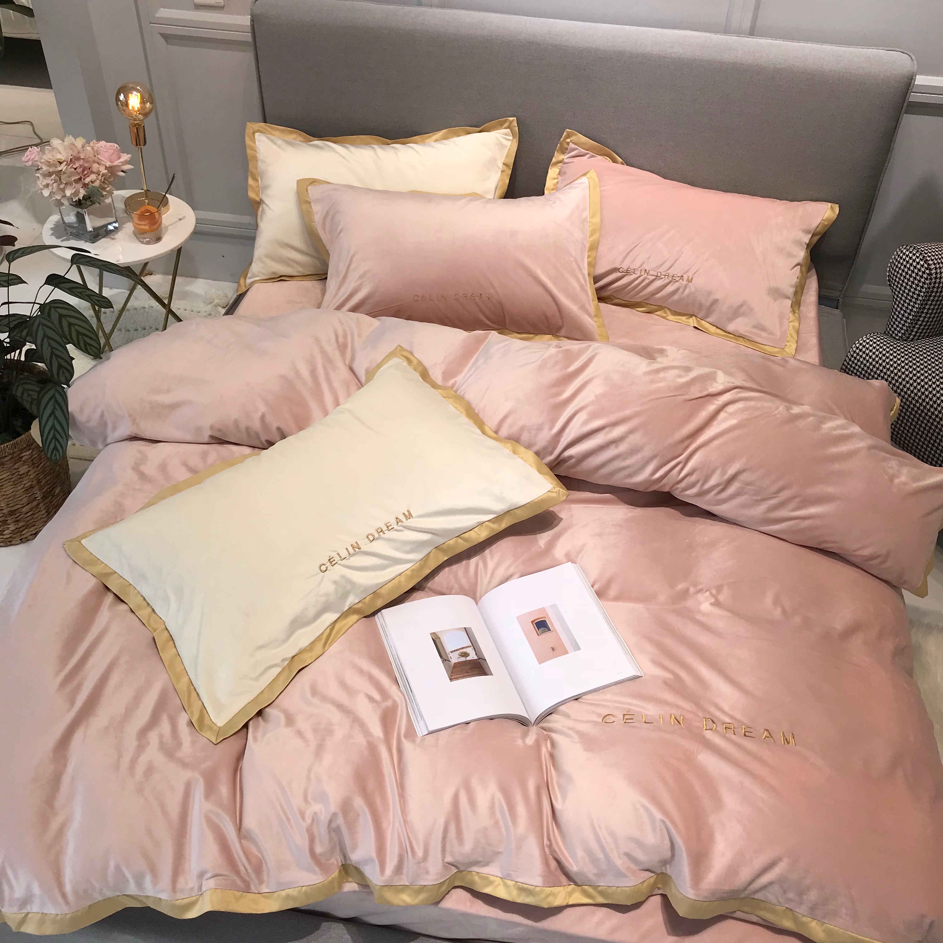 2019新款赛琳绒四件套 1.8m（6英尺）床 绒粉色