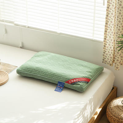 2022新款全棉水洗棉荞麦枕立体边枕头枕芯48*74cm/个 荞麦立体枕绿色