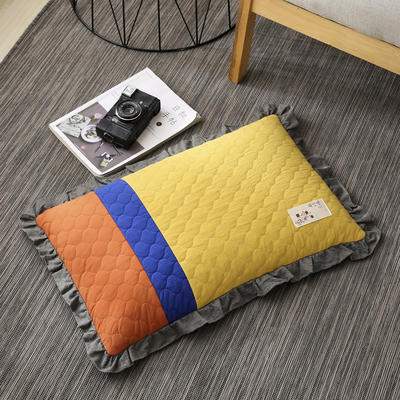 2022新款全棉砂洗拼色荞麦枕枕头枕芯35*55cm/个 拼色-黄