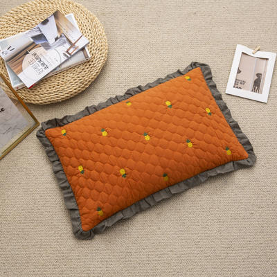 2022新款全棉砂洗菠萝花荞麦枕枕头枕芯35*55cm/个 菠萝-橘色