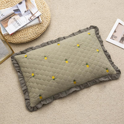 2022新款全棉砂洗菠萝花荞麦枕枕头枕芯35*55cm/个 菠萝-绿色