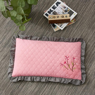 2022新款全棉砂洗刺绣荞麦枕枕头枕芯30*50cm/个 砂洗粉色