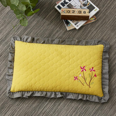 2022新款全棉砂洗刺绣荞麦枕枕头枕芯30*50cm/个 砂洗黄色