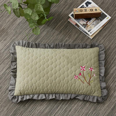 2022新款全棉砂洗刺绣荞麦枕枕头枕芯30*50cm/个 砂洗绿色