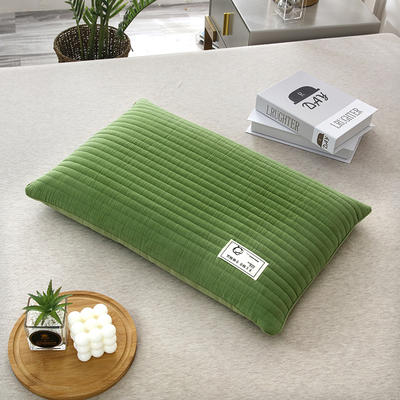 2023新款全棉砂洗荞麦枕方枕纯色荞麦枕 枕头枕芯40*60cm 砂洗方枕绿色