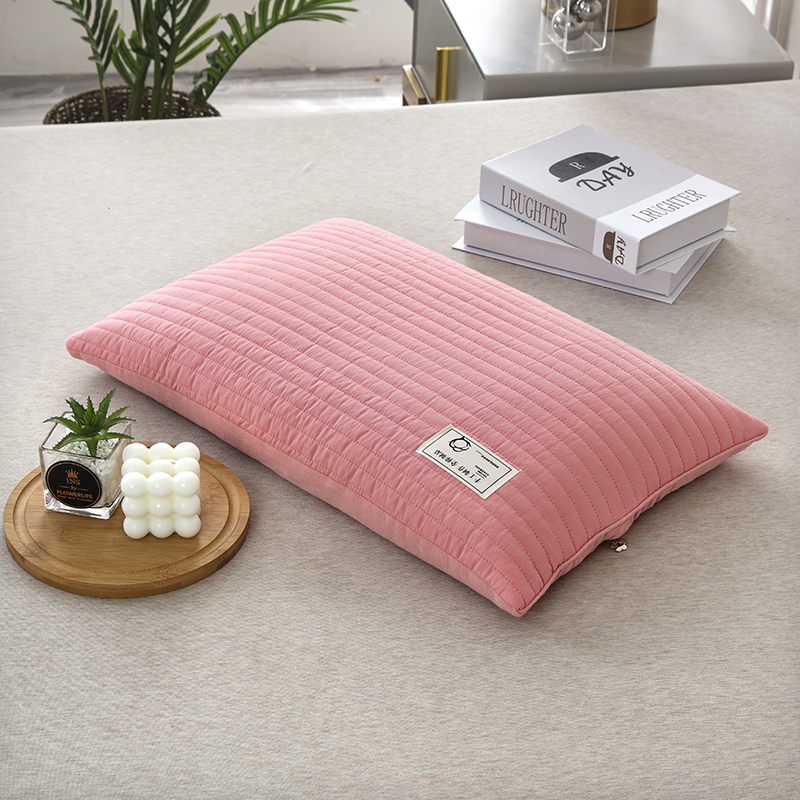 2023新款全棉砂洗荞麦枕方枕纯色荞麦枕 枕头枕芯40*60cm 砂洗方枕粉色