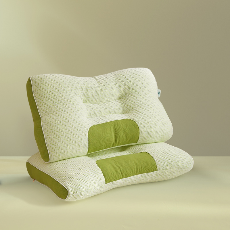 2024新款针织棉竹炭抑菌护颈枕牵引枕枕头枕芯 48*74cm 竹绿色