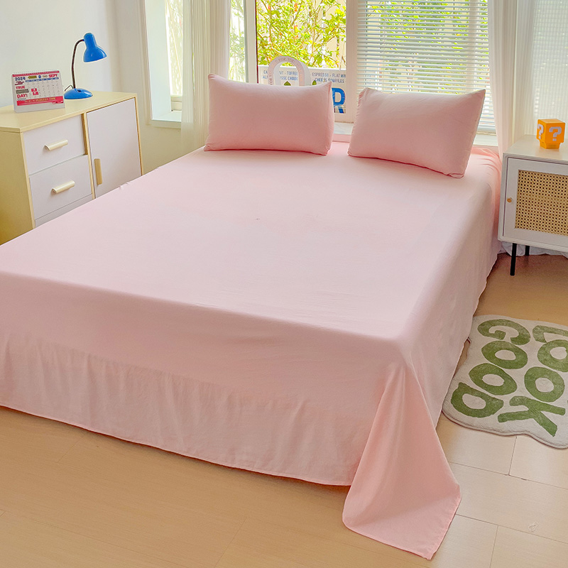 2024新款纯色A类水洗棉单床单 180*230cm 单床单 粉色